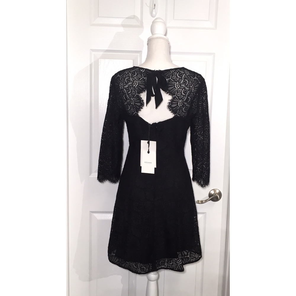 Sezane Karlie Robe Dress Black Lace Open Back - Picture 4 of 5